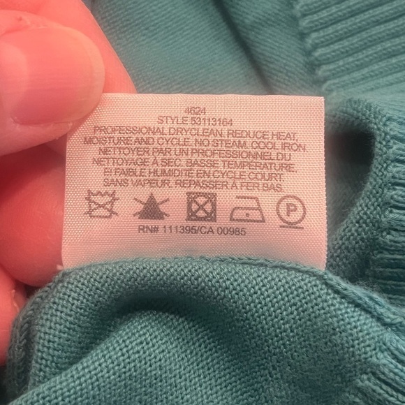 TORY BURCH Turquoise Cotton V Neck Cardigan - Picture 4 of 5